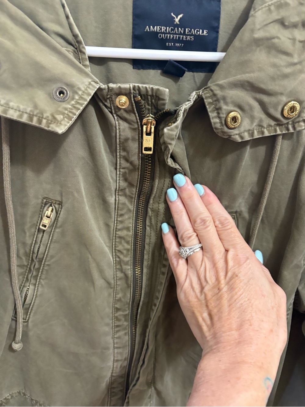 American Eagle Outfitters Olive Utility Hooded Jacket - Picture 4 of 8